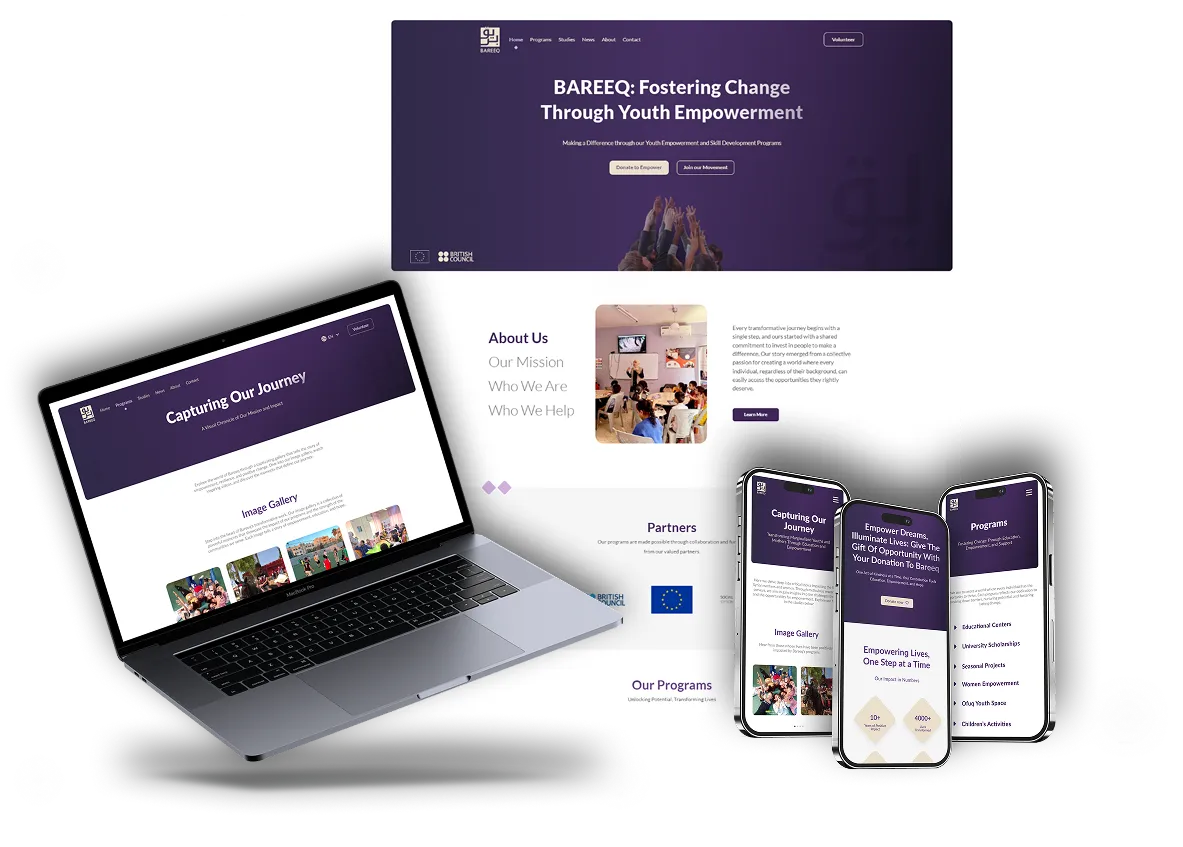 Visual representation of Bareeq, a digital learning platform, showcasing its logo and educational theme.